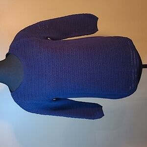 REITMANS Navy Blue Open Knit Peek A Boo Sweater, Size XS